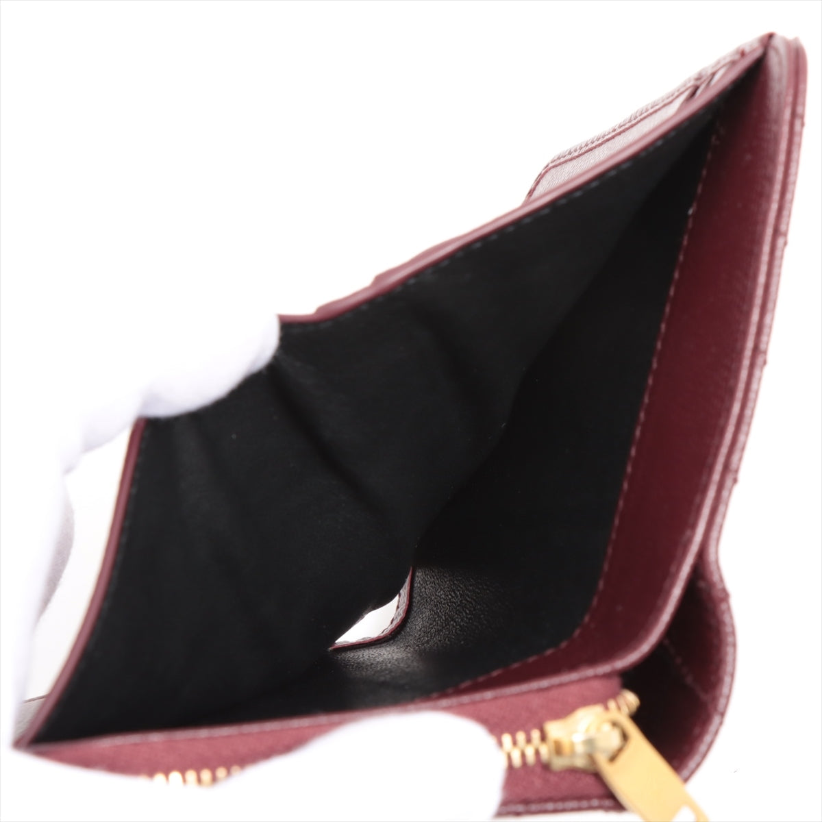 Saint Laurent V Stitch GUE403723 Leather Compact Wallet Bordeaux