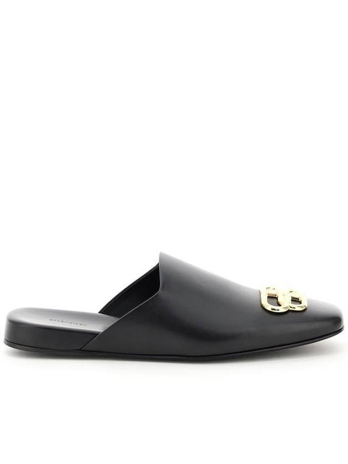 Balenciaga BB Logo Leather Mule Black