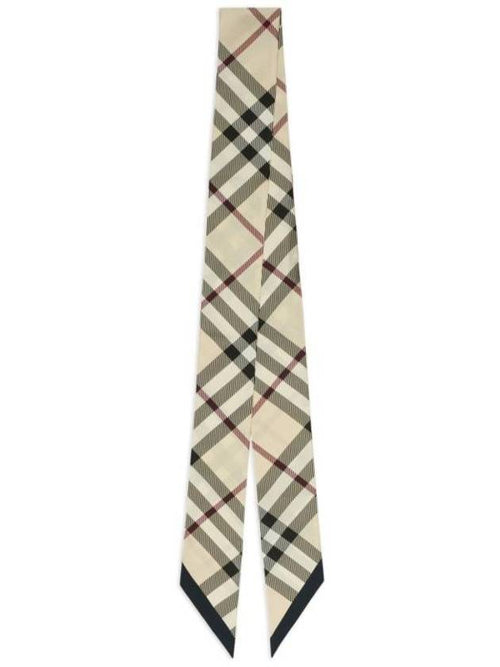 Burberry Skinny Check Silk Scarf Beige