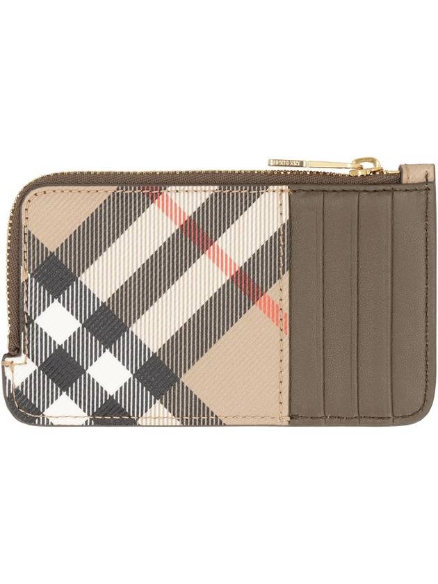 Burberry Check Corner Zipper Card Wallet Sand