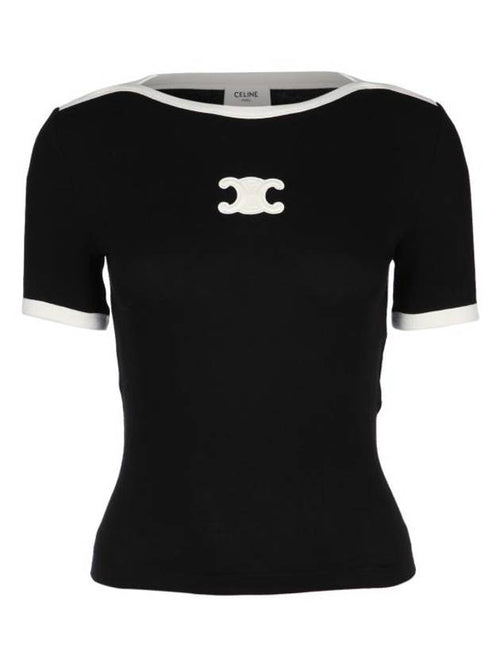 CELINE Triomphe Logo Short Sleeve T-Shirt Black