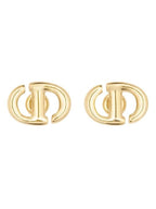 CD Navy Stud Metal Earrings Pink Gold Finish Dior