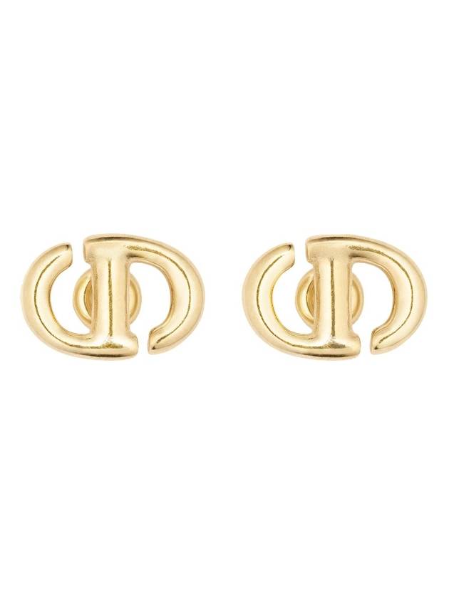 CD Navy Stud Metal Earrings Pink Gold Finish Dior