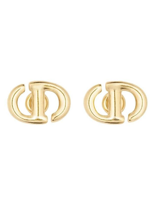 CD Navy Stud Metal Earrings Pink Gold Finish Dior