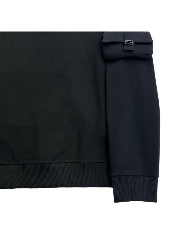 Fendi Baquette Crew Neck Cotton Sweatshirt Black