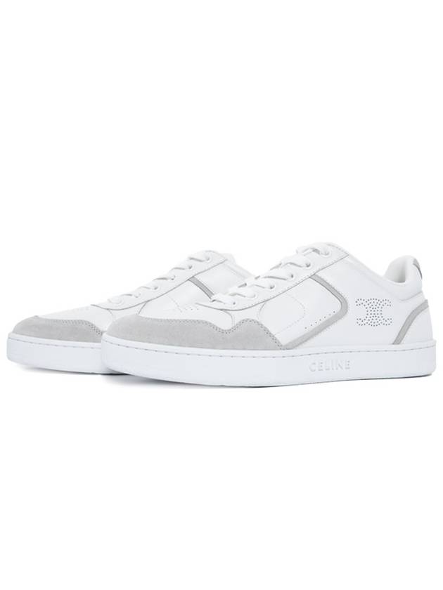 CELINE CT 10 Trainer Lace Up Suede Calfskin Low Top Sneakers White