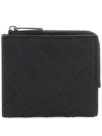 Bottega Veneta Intrecciato Bifold Calfskin Half Wallet Blue Black