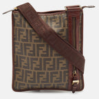 Fendi Zucca Coated Canvas And Leather Flat Messenger Bag