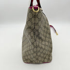 GUCCI Soft GG Supreme Monogram Medium Crossbody Tote Beige Hibiscus Red New Rosette LA19445