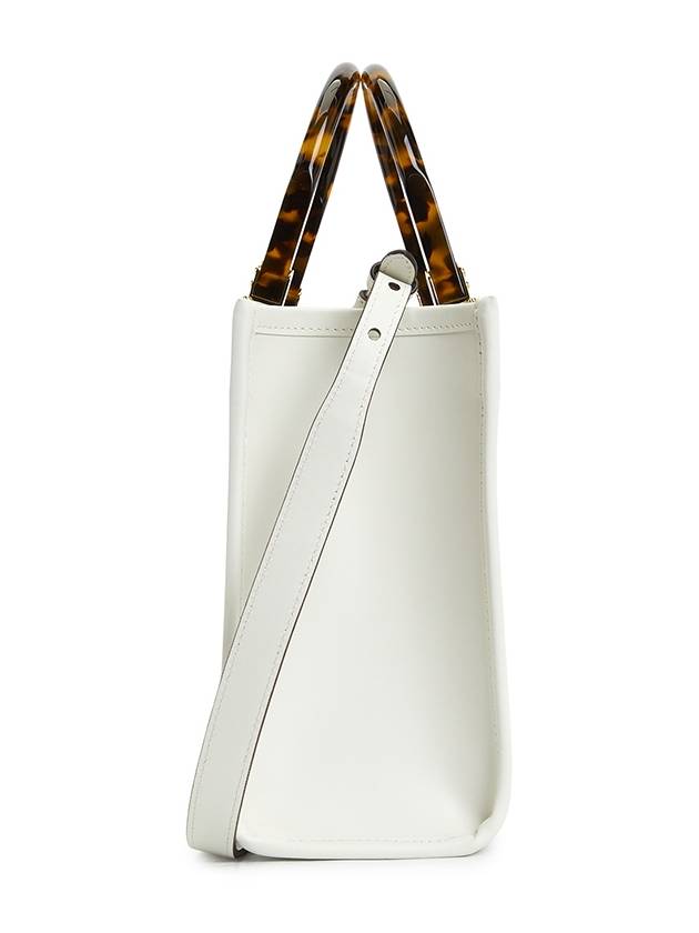 Fendi Sunshine Small Leather Tote Bag White