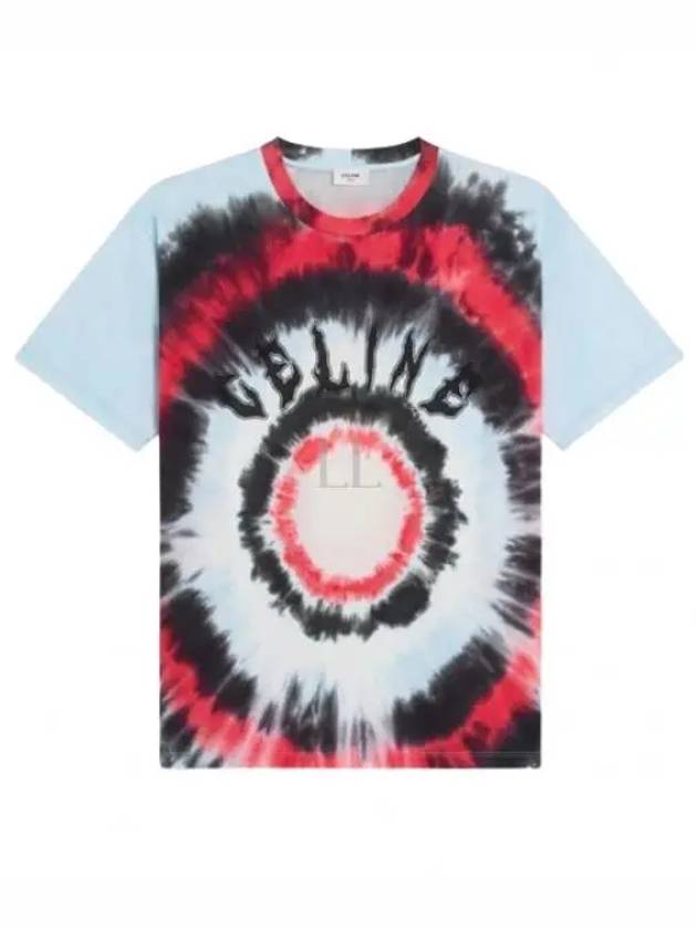 CELINE Tie Dye Cotton Jersey Short Sleeve T Shirt