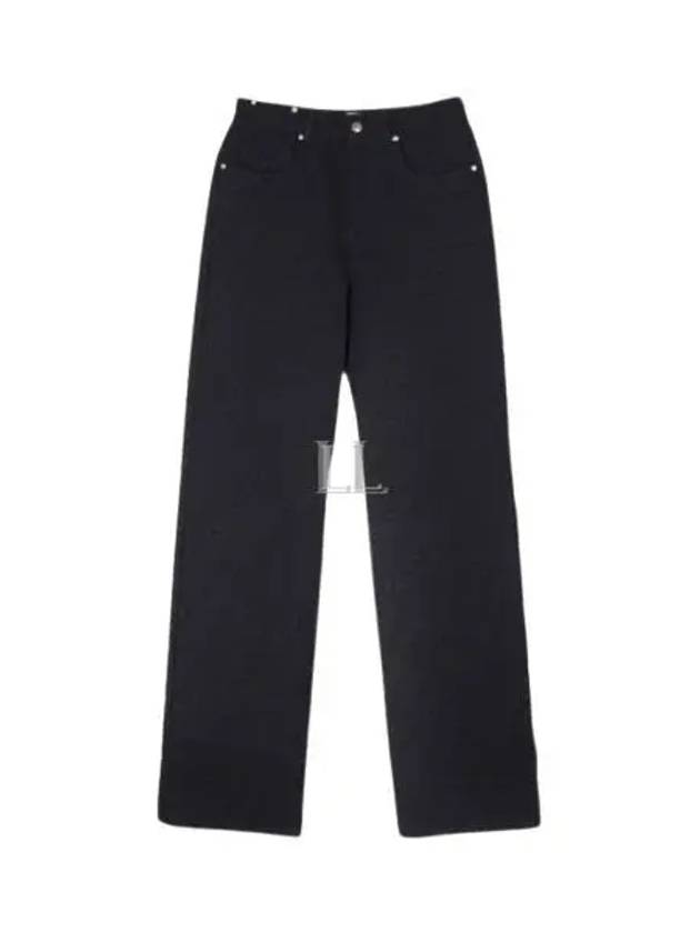 Fendi Jacquard Logo Monogram Cotton Straight Pants Dark Blue