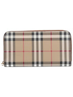 Burberry Check Zip Around Long Wallet Archive Beige