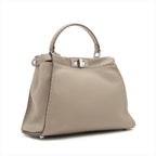Fendi Peekaboo Regulator Selleria Leather 2WAY Handbag Grey 8BN290