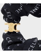 CELINE Rayure Bracelet Slik Scrunchy Gold Black
