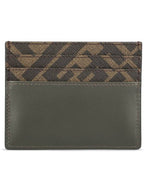Fendi FF Square Leather Card Wallet Grey