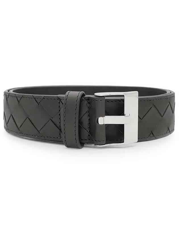 Bottega Veneta Watch Buckle Leather Belt Black