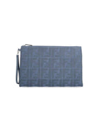 Fendi FF Logo Flat Large Clutch Bag Blue