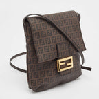 Fendi Zucchino Coated Canvas Flap Messenger Bag