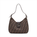 FENDI Zucca Shoulder Bag in Canvas Leather Brown