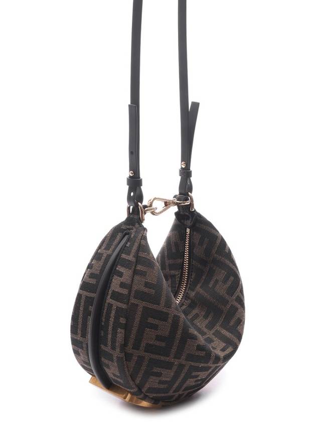 Fendi FF Jacquard Fabric Mini Cross Bag Brown