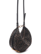 Fendi FF Jacquard Fabric Mini Cross Bag Brown