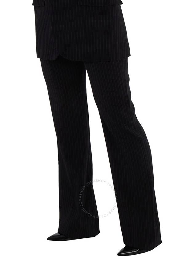 Balenciaga Pinstripe Pleats Front Straight Pants Black