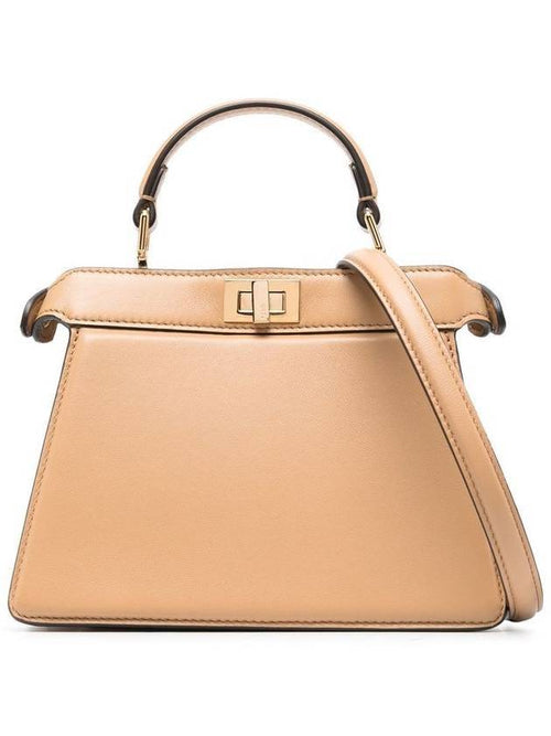 Fendi Peekaboo I See You Leather Tote Bag Beige