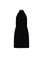 Burberry funnel neck backless belted top midi dress
