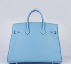 Hermes Birkin 35cm Togo Leather Handbags Light Blue Golden