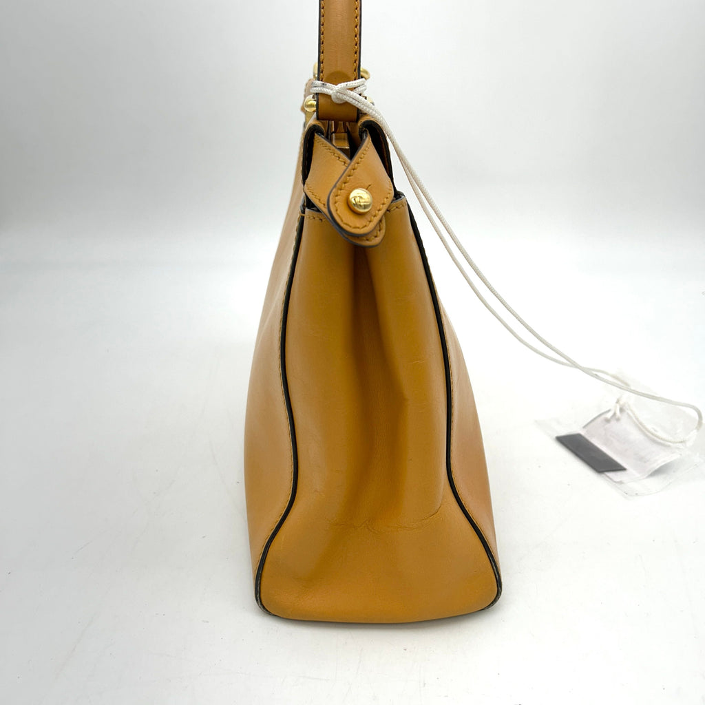 FENDI Vitello Zucca Large Peekaboo Iconic Satchel Yellow Tobacco 223385 | FASHIONPHILE LA19541