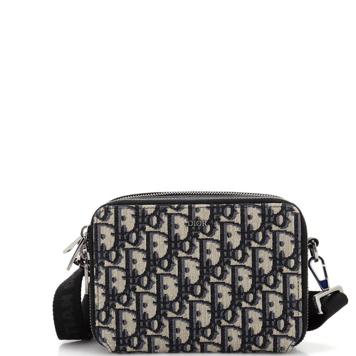 Dior Double Zip Crossbody Pouch Oblique Canvas