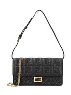 Fendi FF Baguette Nappa Leather Long Wallet Black