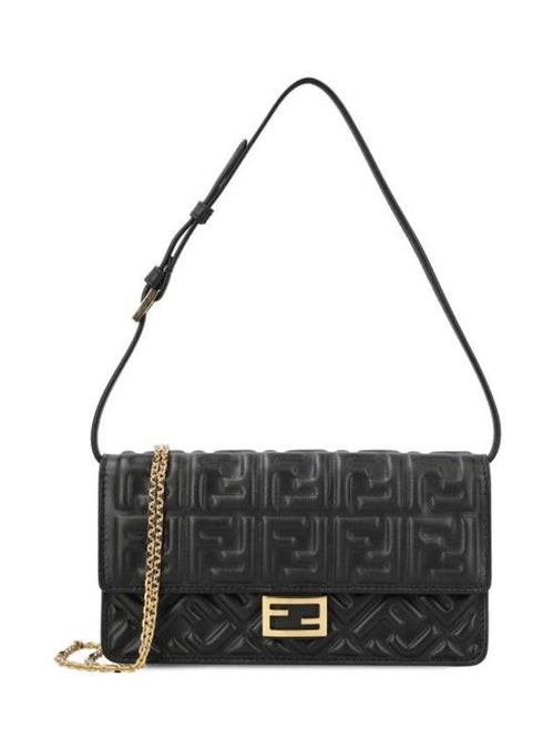 Fendi FF Baguette Nappa Leather Long Wallet Black