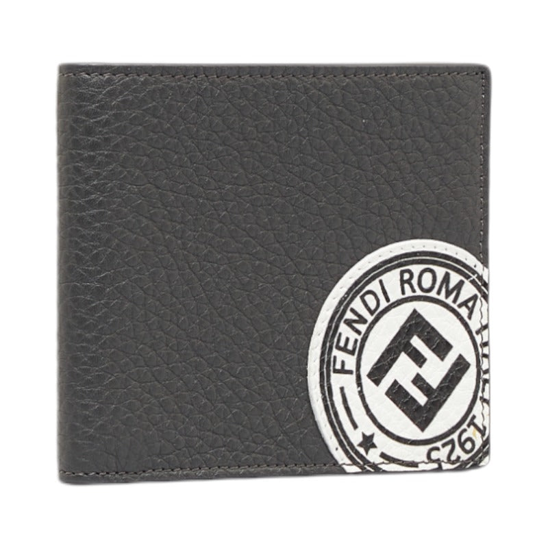 FENDI FENDI 7M0169 Double Folded Wallet Leather Gray Men's Gray