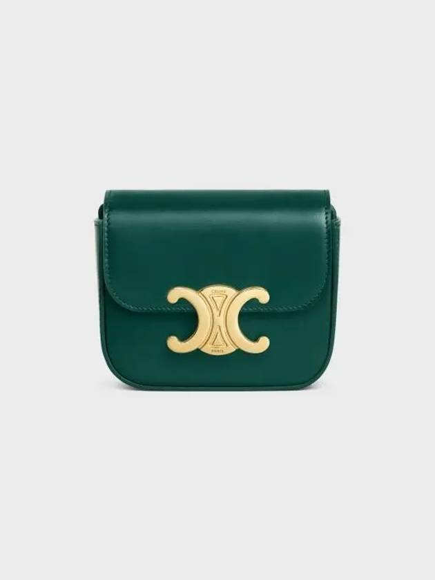 CELINE Triomphe Small Shiny Calfskin Cross Bag Racing Green