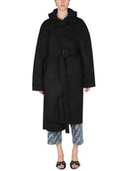 Balenciaga belted single coat black