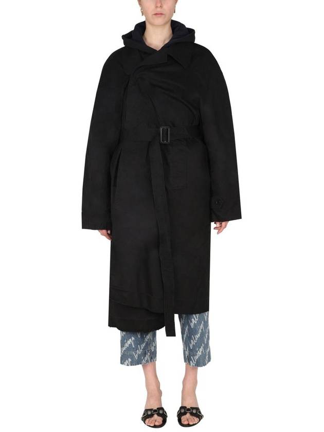 Balenciaga belted single coat black