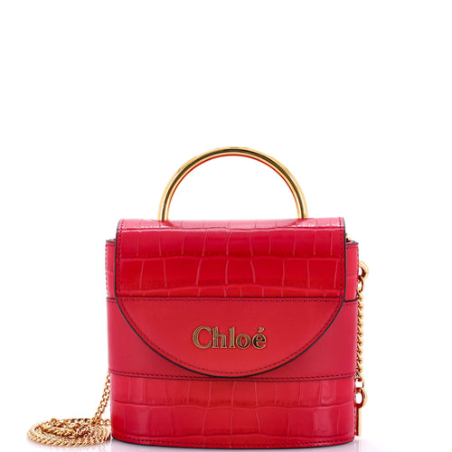 Chloe Aby Lock Bag Crocodile Embossed Leather Small