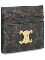 CELINE Triomphe Card Holder in Triomphe Canvas Tan