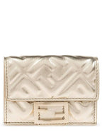 Fendi Baguette Micro Leather Card Wallet Gold