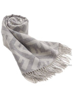 Fendi FF Motif Fringe Cashmere Scarf Light Grey