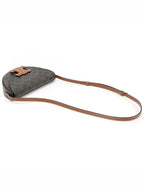 CELINE 111232DNK 04LU Triomphe Canvas Tan Calfskin Besace Shoulder Cross Bag