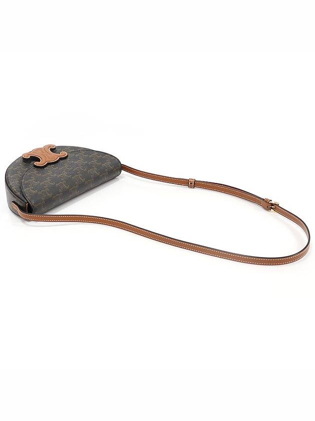 CELINE 111232DNK 04LU Triomphe Canvas Tan Calfskin Besace Shoulder Cross Bag