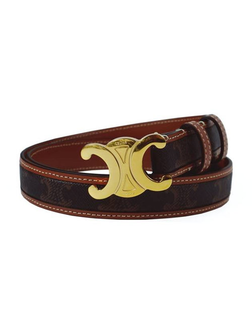 CELINE Women's Medium Triomphe Canvas Calfskin Belt Brown