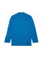 Balenciaga Side Logo Distressed Oversized Long Sleeve T-Shirt Blue