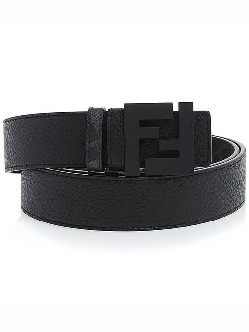 Fendi Men's Logo Double Sided Casual Leather Belt Black