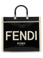 Fendi Sunshine Patent Leather Medium Tote Bag Black