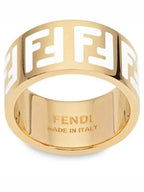 Fendi Forever FF White Enamel Ring Gold