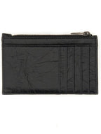 Balenciaga Crush Zipper Leather Card Wallet Black